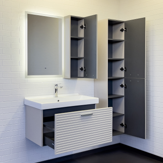 Тумба-умывальник "Касабланка-80" серый шёлк с раковиной MODUO 80