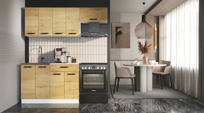 Кухонный гарнитур ЛДСП Хозяюшка 1,2м + ГАЗ600 Дуб Вотан