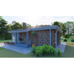 Одноэтажный дом с двумя спальнями 93м² (S60)