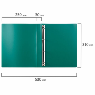 Папка на 4 кольцах STAFF, 30 мм, зеленая, до 250 листов, 0,5 мм, 229247