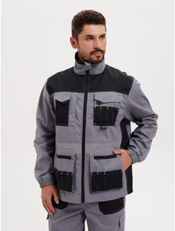 Костюм  КАНЗАС ткань 240гр, СОП, куртка+п/к, цвет св.серый с черным Арт.75824