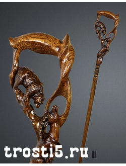 Эксклюзивная резная деревянная подарочная трость ручной работы