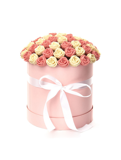 Букет из шоколадных роз в шляпной короке "Блеск"