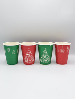 Стакан бумажный НОВОГОДНИЙ 250, 350 мл. (зеленый, красный)