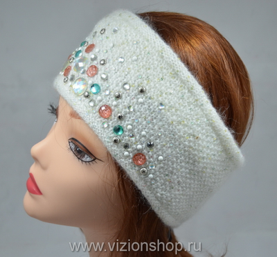 Повязка на голову с камнями Vizio 5319 белая