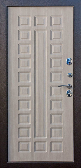 Металлическая входная дверь с терморазрывом  "ISOTERMA" 11 см медный антик Лиственница мокко