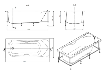 Акриловая ванна Roca BECOOL 180x80