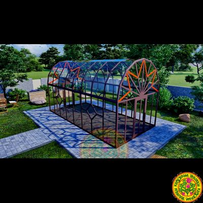 Теплица - Оранжерея из стекла и алюминия с купольной многогранной крышей АСТОРИЯ размером 3500 х  6000 мм