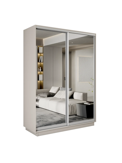 Экспресс шкаф-купе 2-х дверный (Зеркало) 1,6х2,4м Белый, Анкор светлый, Сонома, Ясень шимо светлый, Крафт табачный, Серый диамант, Бетон, Венге, Кашемир (модификация 5)