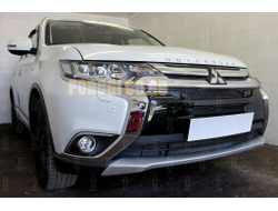 Защита радиатора Mitsubishi Outlander III 2015-2018 (4 части) black с парктроником