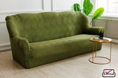 Чехол на 2х местный диван Жаккард Волна Малахит. Россия