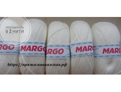 Кавказская пряжа полушерсть Марго в две нити цвет белый