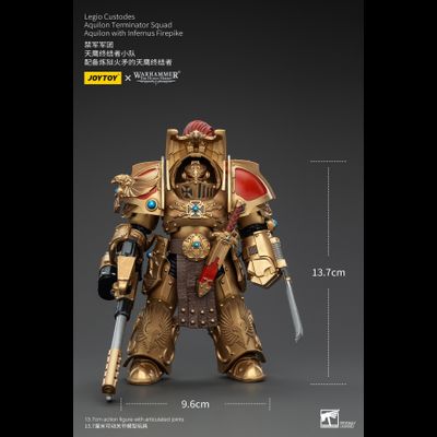 Легио Кустодес - Терминатор-Аквилон (Warhammer Horus Heresy) - КОЛЛЕКЦИОННАЯ ФИГУРКА 1/18  Legio Custodes Aquilon Terminator with Infernus Firepike (JT00768) - JOYTOY