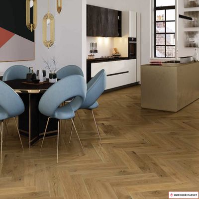 Паркетная доска Barlinek Французская елка Дуб Shetland (Mainland) 130 мм елочка лак шип-паз с микрофаской толщина 14 мм 0.61 м2