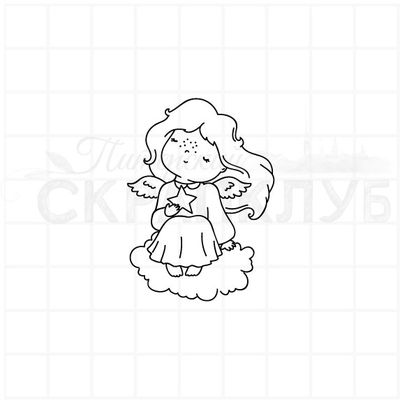 штамп ангел на облаке со звездой в руках