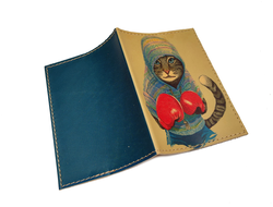 Обложка на паспорт с принтом "Кот-боксёр"