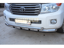 Защита переднего бампера двойная с пластинами d76/76 для Toyota Land Cruiser 200 2013-2015