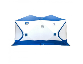 Палатка зимняя сдвоенный куб СЛЕДОПЫТ (3,8х1,9м) 2-комнатная, 6-местная, 3-слойная