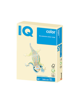 Бумага цветная IQ color БОЛЬШОЙ ФОРМАТ (297х420 мм), А3, 80 г/м2, 500 л., пастель, ванильная, BE66