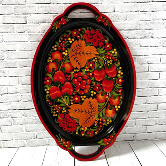 Поднос Овал-1 200*300 мм тарелка с росписью Хохлома