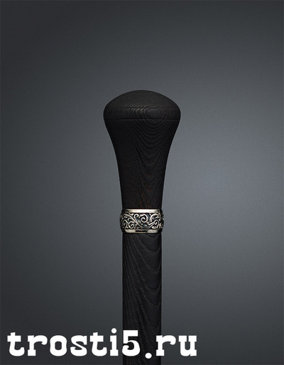 Черная трость "Черный Барон" (Обожжённый Ясень) с набалдашником и красивым кольцом