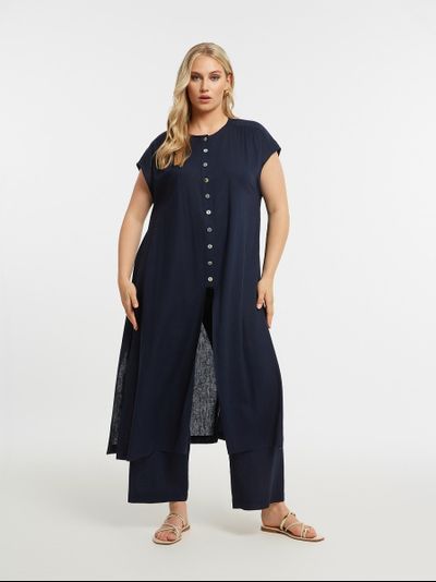 Платье-рубашка для полных женщин, цвет - темно-синий