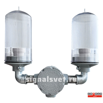 Сдвоенный 2хЗОМ Поликарбонат Бесцветный с UV-защитой. Е27, IP65. Антивандальный. Без ламп