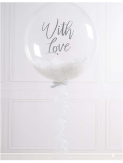 Баблс с белыми перьями "With love" и гирляндой