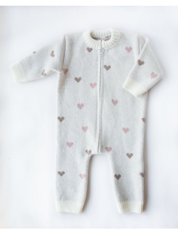 Комбинезон "Сердечки" молочный