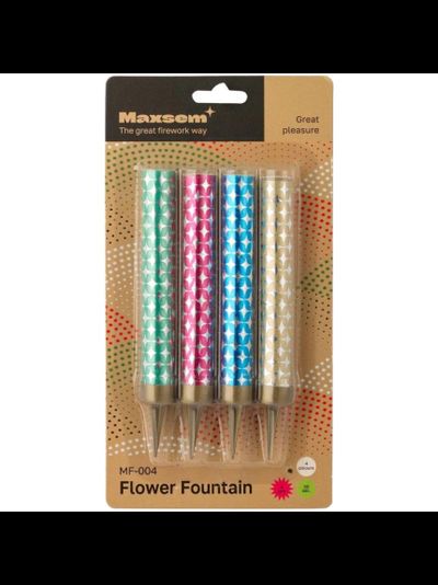 Свеча-фонтан "Цветное пламя" (30 сек., 4 шт./уп.), 10 см