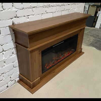 Линейный электрокамин Бруно NT с очагом Vision 42 LOG LED