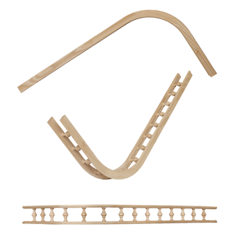 Балюстрада мебельная угловая R 150 с балясиной 37 мм, 300*600 мм, из берёзы