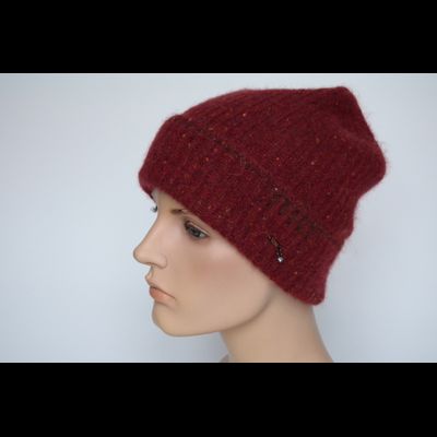 Красная шапка вязаная одинарная с отворотом Vizio Италия 8052 CRYO