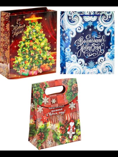 Пакет новогодний 12*15 см, МИКС