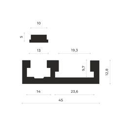 T-TRACK  с двумя пазами 19.3 мм + линейка (подвижная в пазу) 60 см.