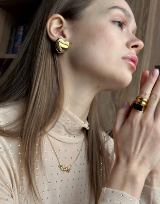 Серьги сердца позолота