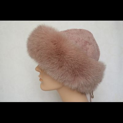 Дизайнерская шапка с мехом песца Vizio Италия 6750 CCP розовая