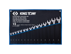 Набор комбинированных ключей, 10-32 мм, чехол из теторона, 15 предметов KING TONY 12D15MRN