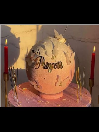 Топпер акриловый "Princess" с короной (золото)