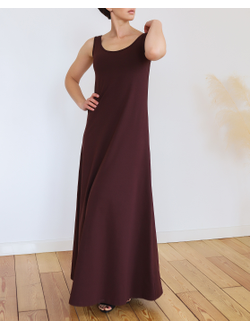 Платье летнее с поддержкой груди длины макси (портвейн)