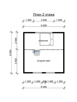 Д-19 ДАЧНЫЙ ДОМ ИЗ БРУСА:ГАБАРИТНЫЕ РАЗМЕРЫ: (6Х6М), ОБЩАЯ ПЛОЩАДЬ: 57М²