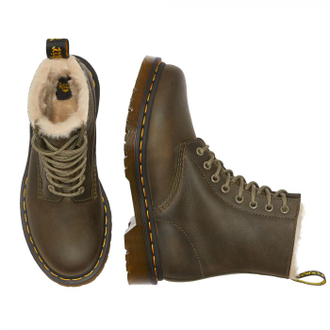 Зимние ботинки Dr. Martens 1460 Serena с мехом зеленые в Казани