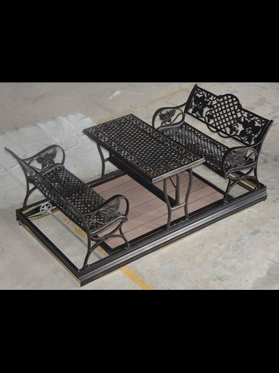 Садовые качели маятник со столом из литого алюминия