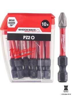Биты Shockwave IMPACT DUTY™ для шуруповерта PZ2 - 50 мм MILWAUKEE