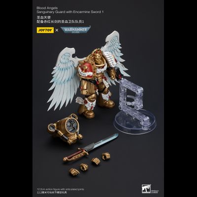 Сангвинарный гвардеец Кровавых Ангелов (Warhammer 40k) - КОЛЛЕКЦИОННАЯ ФИГУРКА 1/18 Blood Angels Sanguinary Guard with Sword 1 (JT6298) - JOYTOY