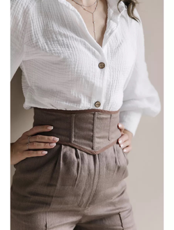 Пояс широкий корсетный для платья коричневый