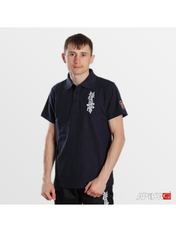 Футболка-поло однотонная с вышивкой каратэ