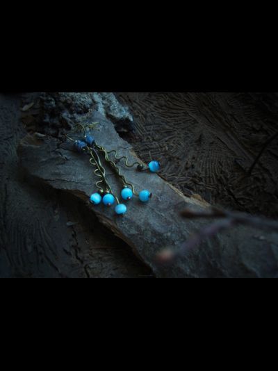 Бохо-серьги с кошачьим глазом "Небесные ручейки"