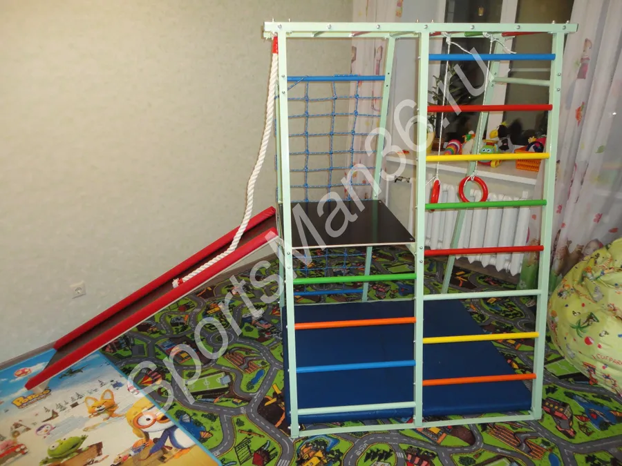 ДСК РАННЕГО РАЗВИТИЯ PLASTEP ТЕРЕМОК 170 С ПЛОЩАДКОЙ МЕТАЛЛ. Цвет: фисташковый, перекладины цветные