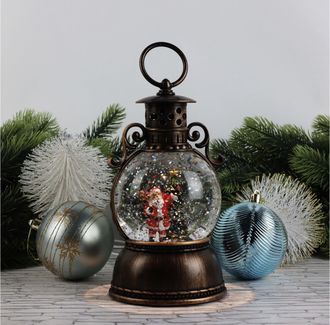 Новогодний фонарик с подсветкой и музыкой лампа Дед Мороз 18см